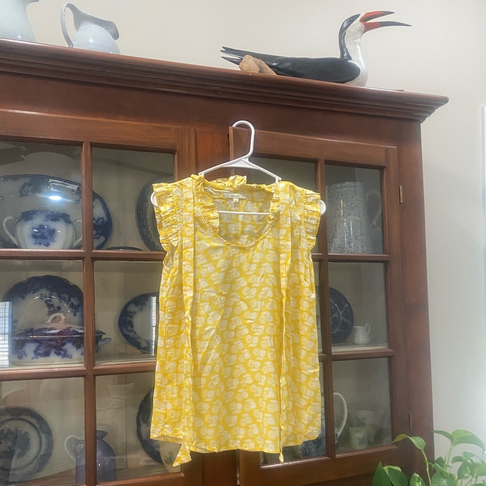 Anthropologie Lemon print sleeveless blouse